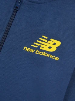 Bleu - New Balance French terry Ensemble sweat à capuche et joggings zippé à logo empilé