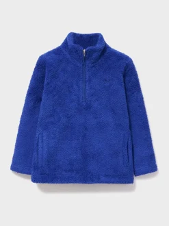 Bleu - Polaire semi-zippée Crew Clothing en peau de mouton
