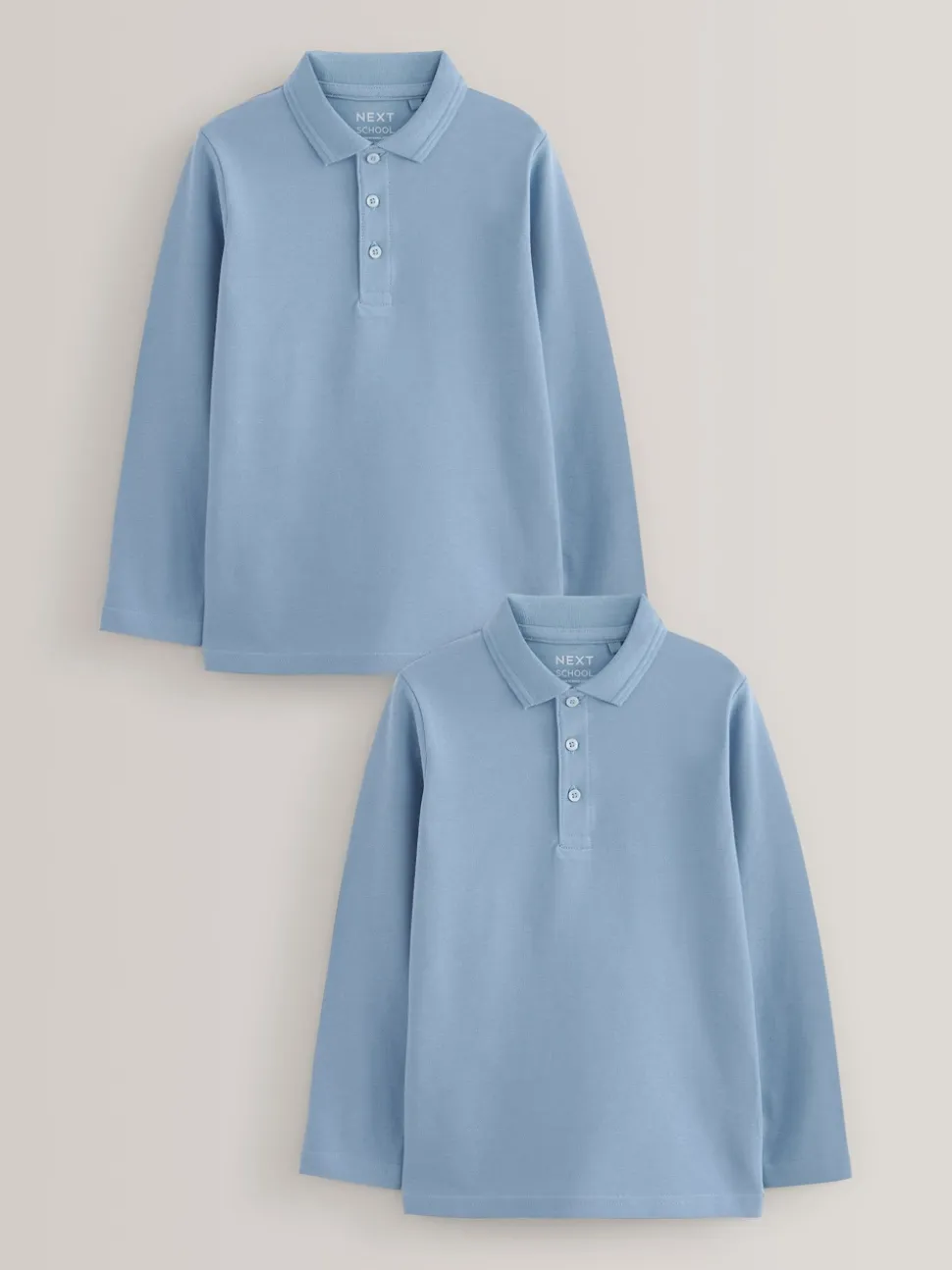 Bleu - Polo à manches longues pour l'école, lot de 2 (3-16ans)