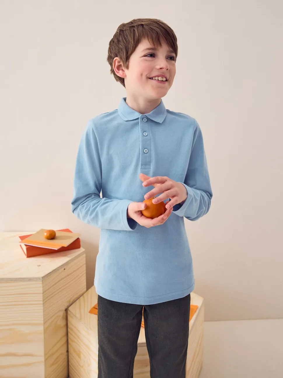 Bleu - Polo à manches longues pour l'école, lot de 2 (3-16ans)