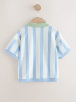 Bleu - Polos Personnage en maille à col boutonné (3mois-7ans)