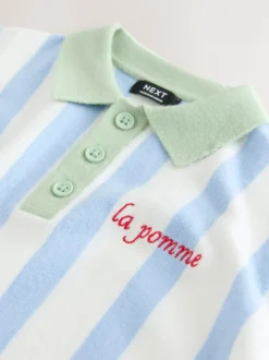 Bleu - Polos Personnage en maille à col boutonné (3mois-7ans)