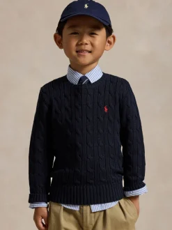 Bleu - Pull Polo Ralph Lauren en maille torsadée