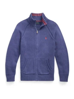 Bleu - Pull Polo Ralph Lauren garçon zippé en maille