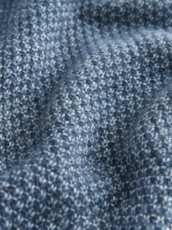 Bleu - Pull texturé en maille à col rond (3-16ans)