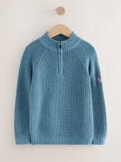 Bleu - Pull utilitaire en maille à col zippé (3-16ans)