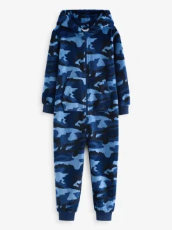 Bleu - Pyjama tout-en-un en polaire (3-16ans)