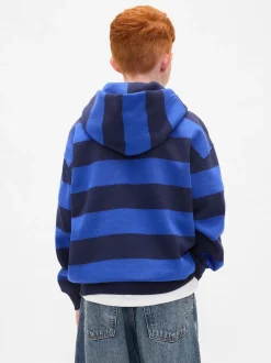 Bleu - Sweat-shirt à capuche Gap à rayures et logo (4-13ans)
