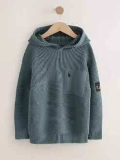 Bleu - Sweat-shirt à capuche en maille utilitaire (3-16ans)