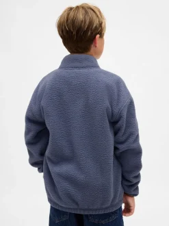 Bleu - Sweat-shirt à enfiler semi-zippé avec Logo Gap Sherpa (4-13ans) (4-13ans)