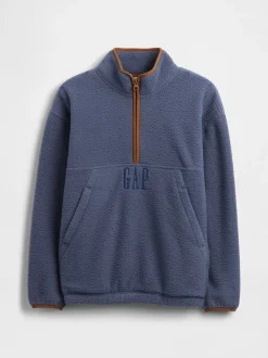 Bleu - Sweat-shirt à enfiler semi-zippé avec Logo Gap Sherpa (4-13ans) (4-13ans)