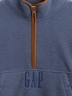 Bleu - Sweat-shirt à enfiler semi-zippé avec Logo Gap Sherpa (4-13ans) (4-13ans)