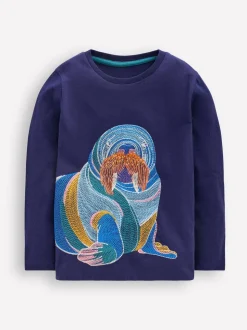 Bleu - T-shirt Boden à manches surpiquées