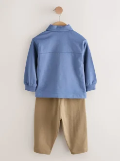 Bleu - T-shirt chemise et Joggings en jersey Ensemble 3 Pieces (3mois-7ans)