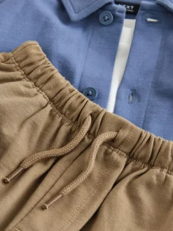 Bleu - T-shirt chemise et Joggings en jersey Ensemble 3 Pieces (3mois-7ans)