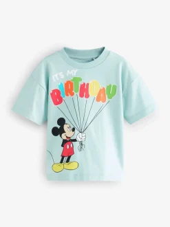 Bleu - T-shirt d’anniversaire à manches courtes Mickey Mouse (12mois8ans)