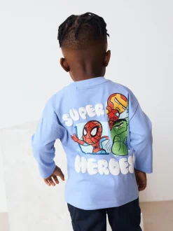 Bleu - T-shirt Marvel à manches longues (6mois-8ans)