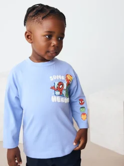 Bleu - T-shirt Marvel à manches longues (6mois-8ans)