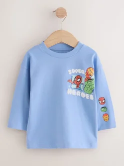 Bleu - T-shirt Marvel à manches longues (6mois-8ans)