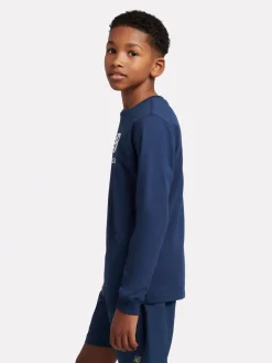 Bleu - T-shirt New Balance New Balance manches longues en jersey à logo empilé pour enfant