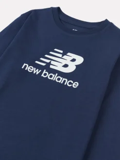 Bleu - T-shirt New Balance New Balance manches longues en jersey à logo empilé pour enfant