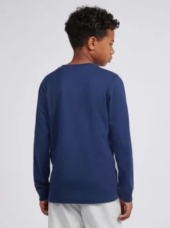 Bleu - T-shirt New Balance manches longues à logo empilé en jersey