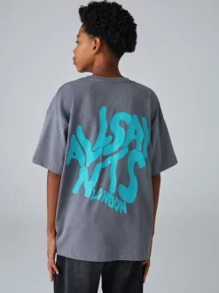 Bleu - T-shirt smALLSAINTS oversize à logo Orlando et Col rond