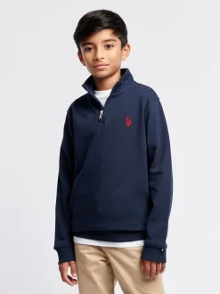 Bleu - U.S. Polo Assn. Garçons Double Horsemen ¼ Zip Sweat-shirt