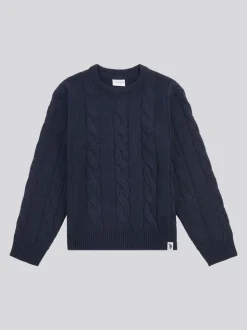 Bleu - U.S. Polo Assn. Pull col rond garçons en maille torsadée