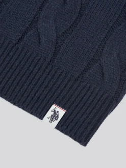 Bleu - U.S. Polo Assn. Pull col rond garçons en maille torsadée