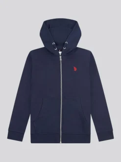 Bleu - U.S. Polo Assn. Sweat-shirt à capuche zippé Double Horsemen