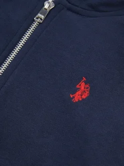 Bleu - U.S. Polo Assn. Sweat-shirt à capuche zippé Double Horsemen