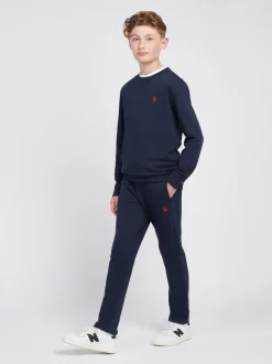 Bleu - U.S. Polo Assn. Sweat-shirt à col rond Double Horsemen