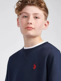 Bleu - U.S. Polo Assn. Sweat-shirt à col rond Double Horsemen