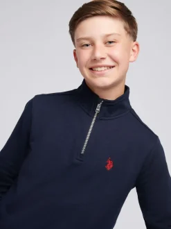 Bleu - U.S. Polo Assn. Sweat-shirt Double Horsemen ¼ zippé