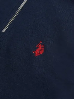 Bleu - U.S. Polo Assn. Sweat-shirt Double Horsemen ¼ zippé