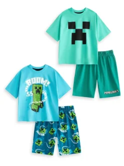 Bleu - Vanilla Underground Pyjamas garçon 100% coton Minecraft à manches courtes Ensemble de 2