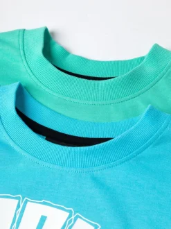 Bleu - Vanilla Underground Pyjamas garçon 100% coton Minecraft à manches courtes Ensemble de 2