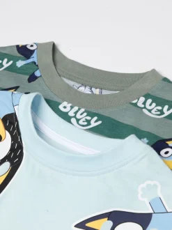 Bleu - Vanilla Underground Bluey GARÇON Multicolore Personnage Multi-Pack de 2 Ensemble de Pyjamas à Manches courtes et Shorts