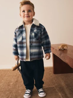 Bleu - Veste-chemise à carreaux doublée de peau de mouton (3mois7ans)