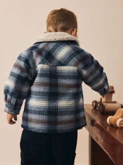 Bleu - Veste-chemise à carreaux doublée de peau de mouton (3mois7ans)