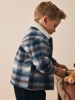 Bleu - Veste-chemise à carreaux doublée de peau de mouton (3mois7ans)