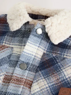 Bleu - Veste-chemise à carreaux doublée de peau de mouton (3mois7ans)