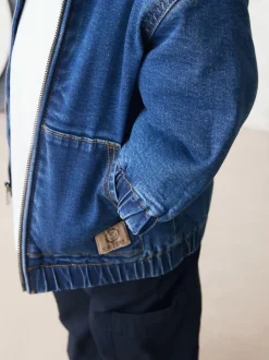 Bleu - Veste-chemise en jean à capuche zippée doublée Borg (3mois -7ans)