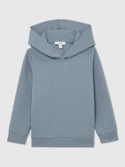 Bleu avio - Sweat à capuche Reiss Fabien Premium en jersey interlock