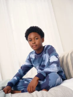 Bleu camouflage Spray - Pyjama simple en laine polaire (3-16yrs)