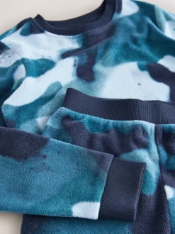 Bleu camouflage Spray - Pyjama simple en laine polaire (3-16yrs)