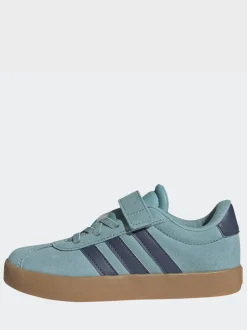 Bleu canard - adidas Vl Cour 3.0 Baskets enfant à crochets et boucles