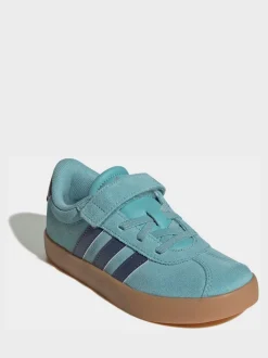 Bleu canard - adidas Vl Cour 3.0 Baskets enfant à crochets et boucles