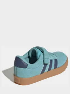 Bleu canard - adidas Vl Cour 3.0 Baskets enfant à crochets et boucles